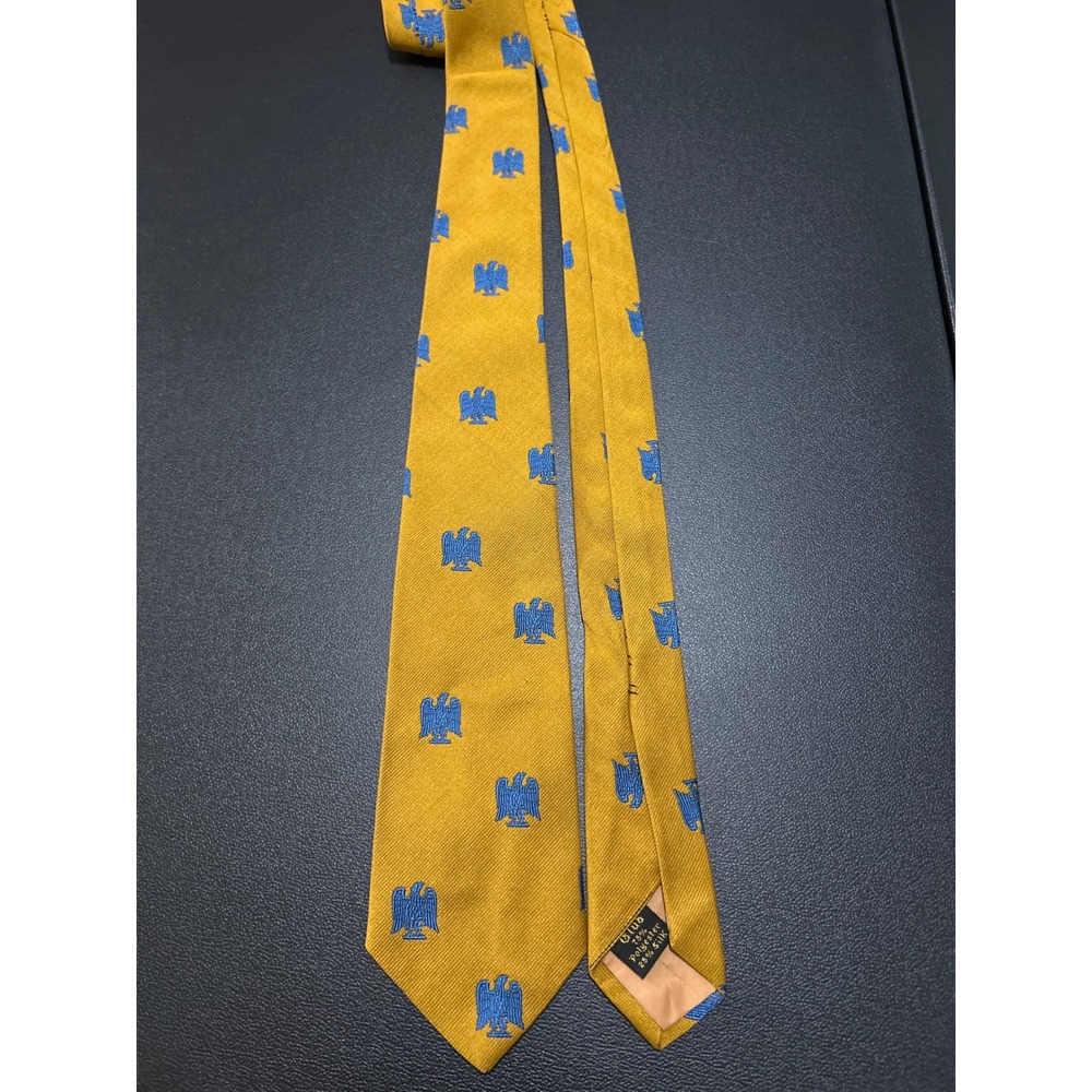 Sullivan's Mens Shop‎ Tie Gold Blue Eagle Patterned Necktie Silk Blend